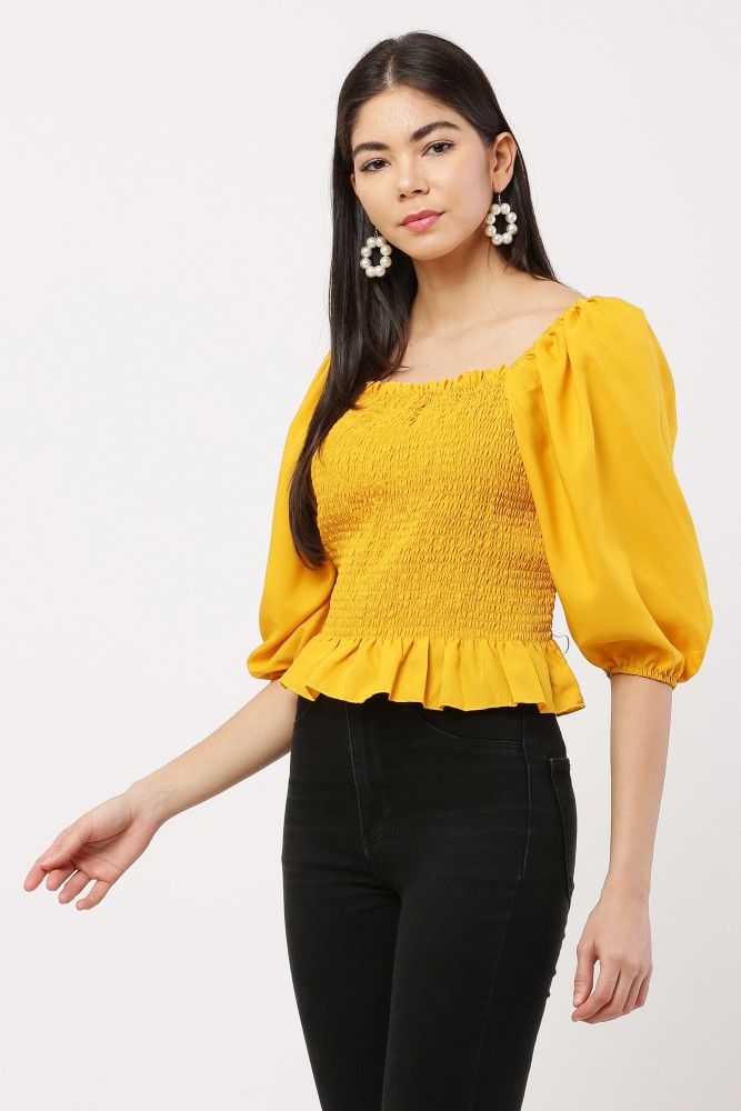 Yellow hot sale sleeve top