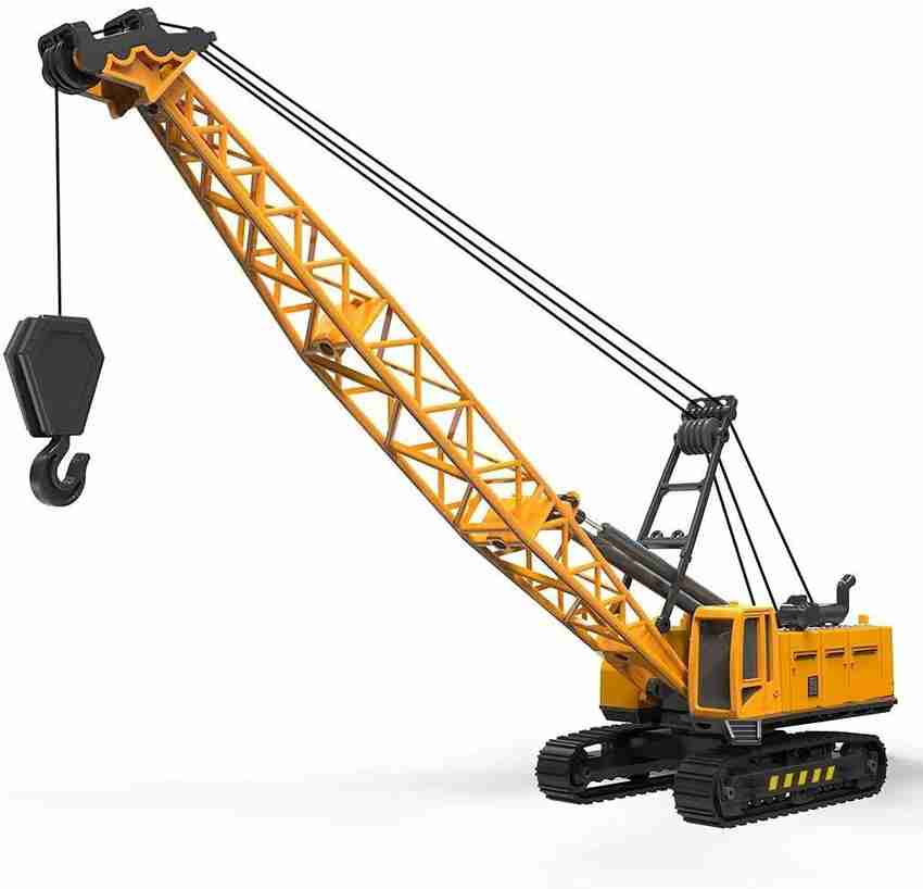 SR Toys Friction Crane Toys for Boys Die cast 1 55 Model Crane Toy with Cable 360 Degree Rotating Towing Crane Toy Vehicle for Kids Boys Yellow Friction Crane Toys for Boys