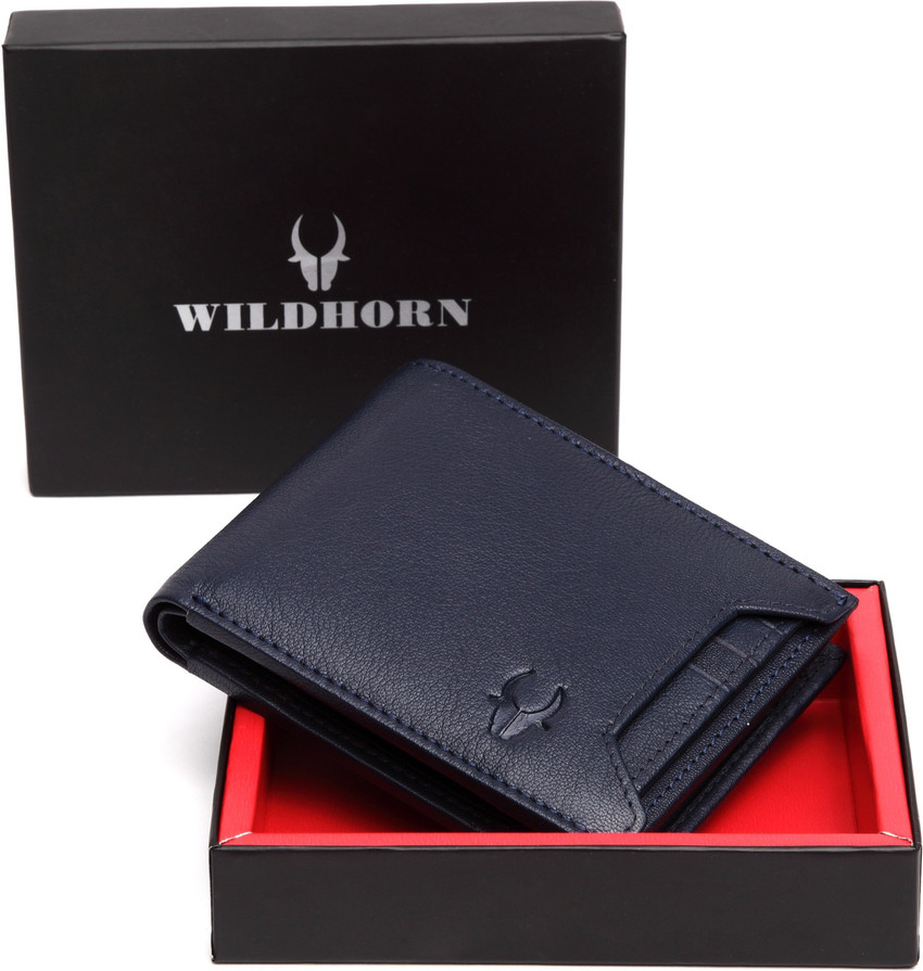 WILDHORN Men Casual Blue Genuine Leather Wallet Blue Price in