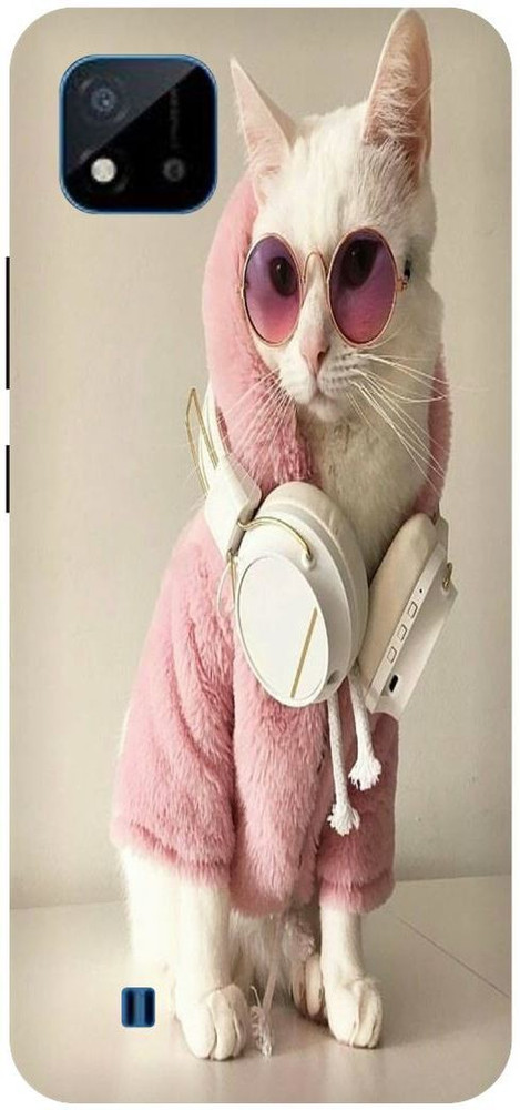 Bluvver Back Cover for Realme C20 RMX3061 Printed Cat Mobile Back