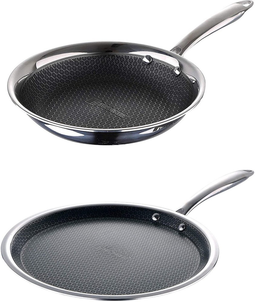 Silver Stainless Steel Bergner Hi-tech Prism Serving Pan, For Kitchen