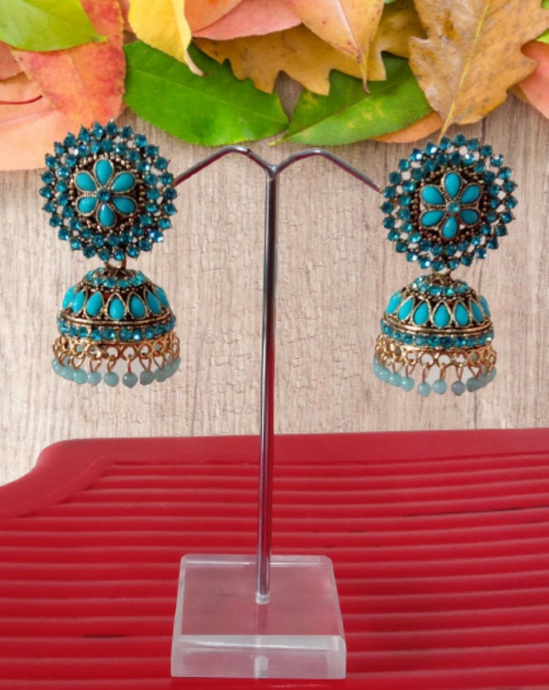 Buy Antico South Indian Ethnic fancy Aqua Color Oxidized Jhumka Earrings  for Women and Girl Online at Best Prices in India  JioMart
