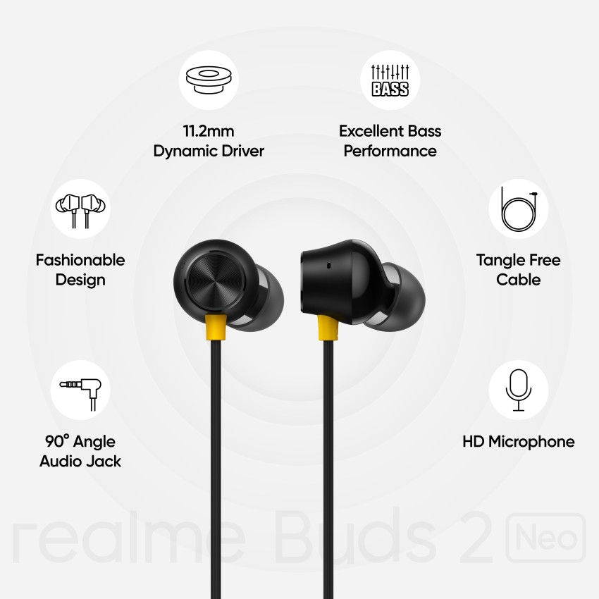  realme Buds Wireless Bluetooth in Ear Earphones with Mic IPX4  Water Resistant Sweatproof (Wireless Buds 2 Neo, Black) : Electronics