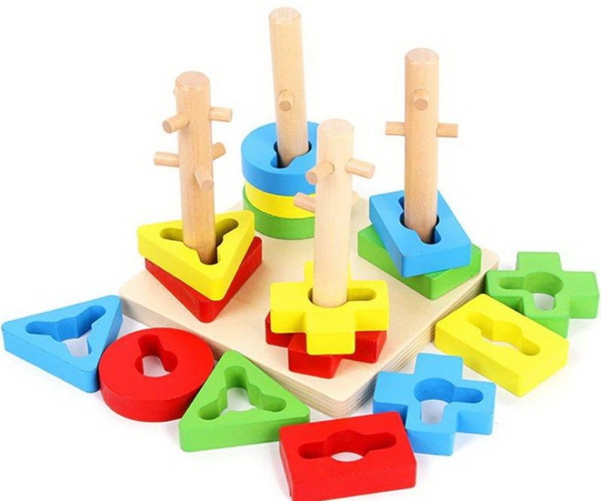 Toyful Geometric Shapes Sorting Toy  Intellectual Geometric Shape Matching  Five Column Blocks Educational & Learning Toy Multicolor Rs.115 @ Flipkart