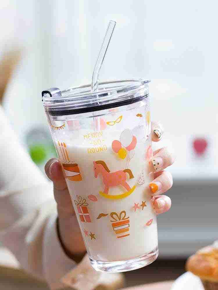 1pc PC Tumbler, Cartoon Unicorn Pattern Drinking Cup With Straw, Gift To  Friends