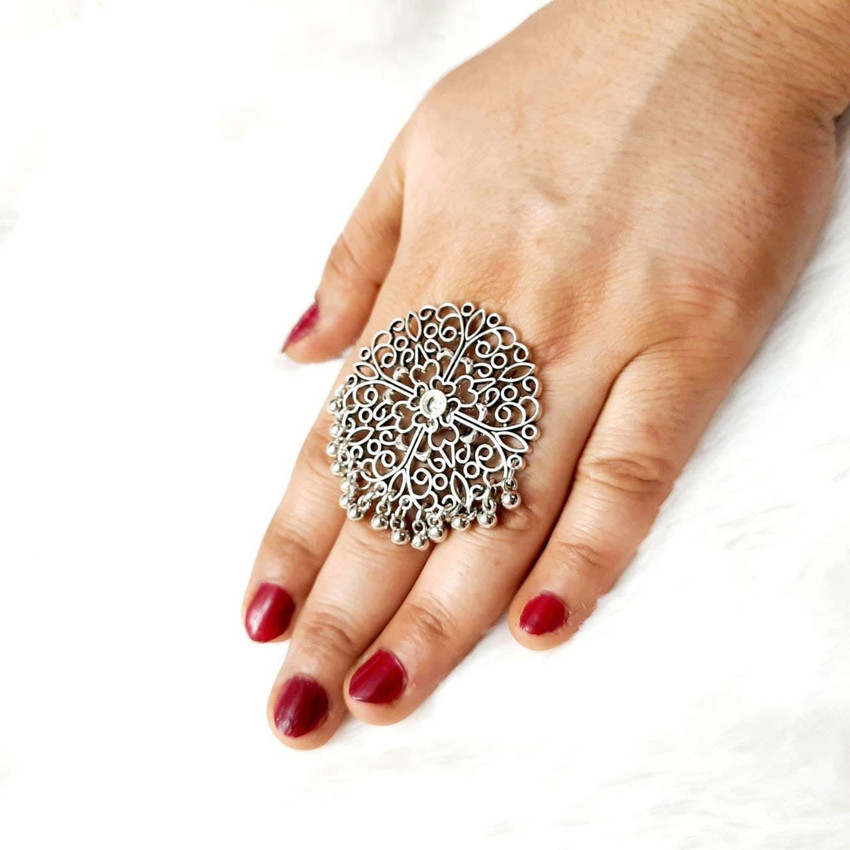 Yash Jewels Emporium Silver Plated Adjustable Oxidised Finger Rings For Girls Brass Silver Plated Ring Price in India Buy Yash Jewels Emporium Silver Plated Adjustable Oxidised Finger Rings For Girls ...