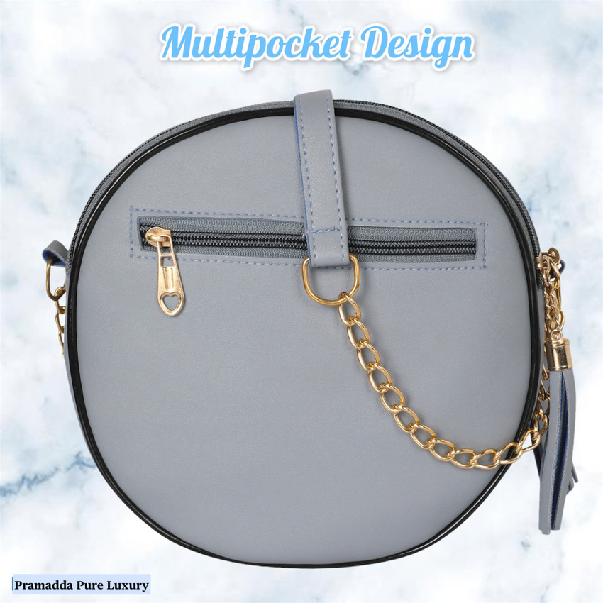 Pramadda Pure Luxury Blue Shoulder Bag Stylish Casual Round Beads