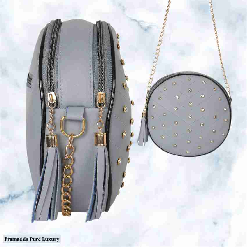 Pramadda Pure Luxury Black Shoulder Bag Stylish Casual Round Beads leather  Sling bags for Girls Women, handbags for girls and ladies stylish, chain  sling bag for girls