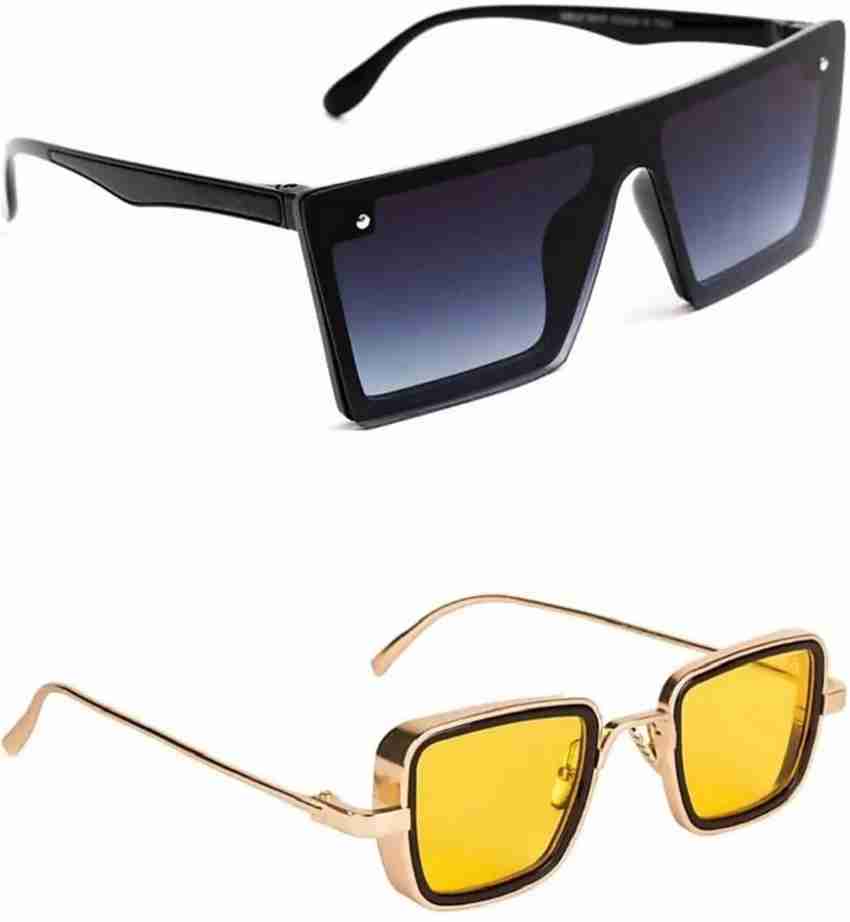 Buy maxx rocks Retro Square Sunglasses Black, Yellow For Boys & Girls  Online @ Best Prices in India