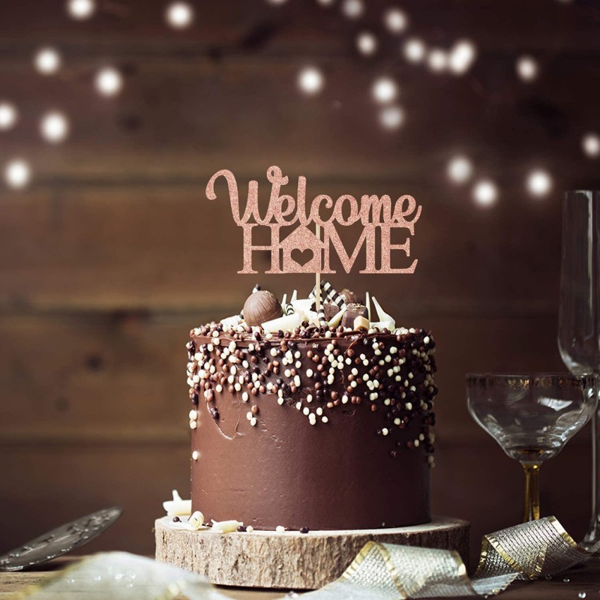 Festiko®Gold Glitter Welcome Home Cake Topper - Home Party Decoration -  Welcome Sign - New Home/New Baby/Retiring from The Army/Return from  Maternity Party Decoration : Amazon.in: Home & Kitchen