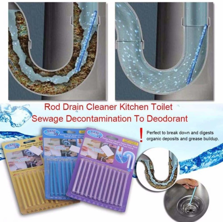 12 Drain Cleaner Sticks Odor Remover Clean Pipe Kitchen Bath Tub Sink Deodorizer