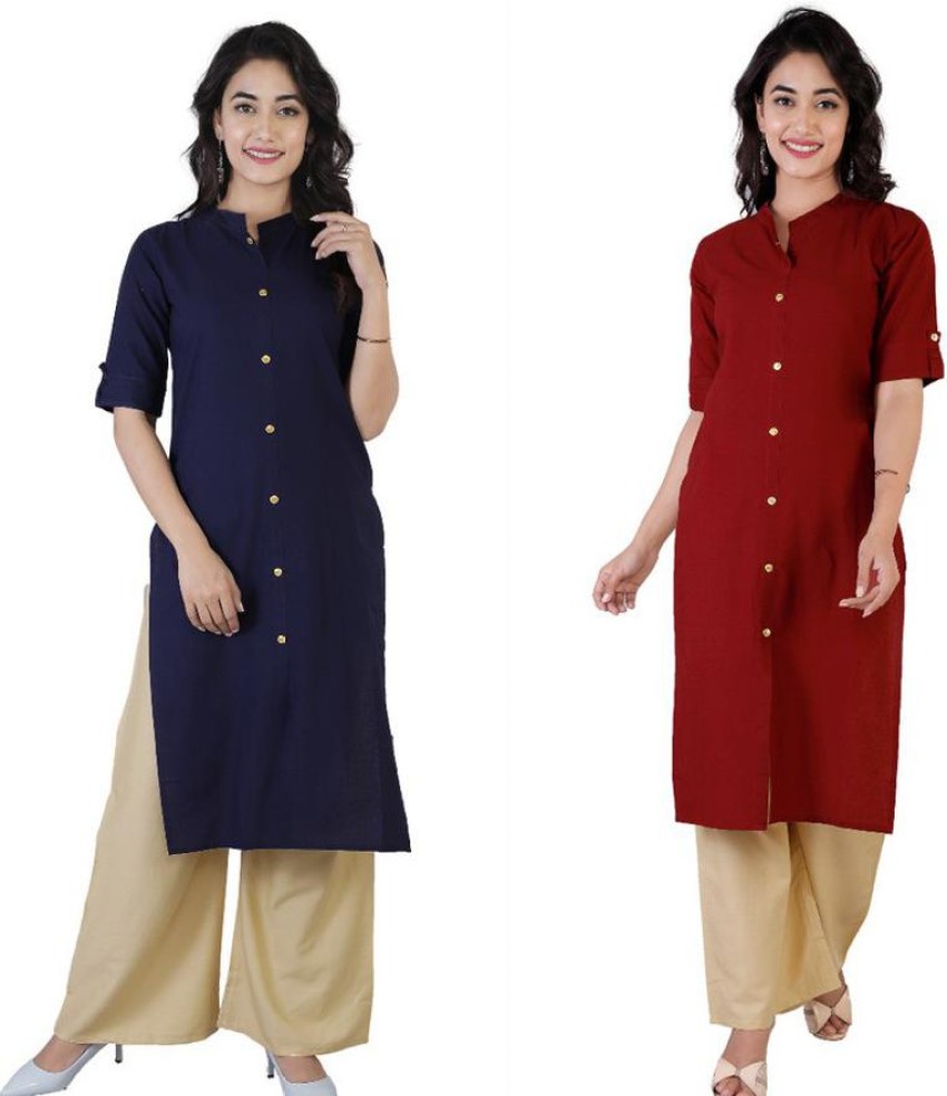 Zatar Women Solid Straight Kurta Buy Zatar Women Solid Straight