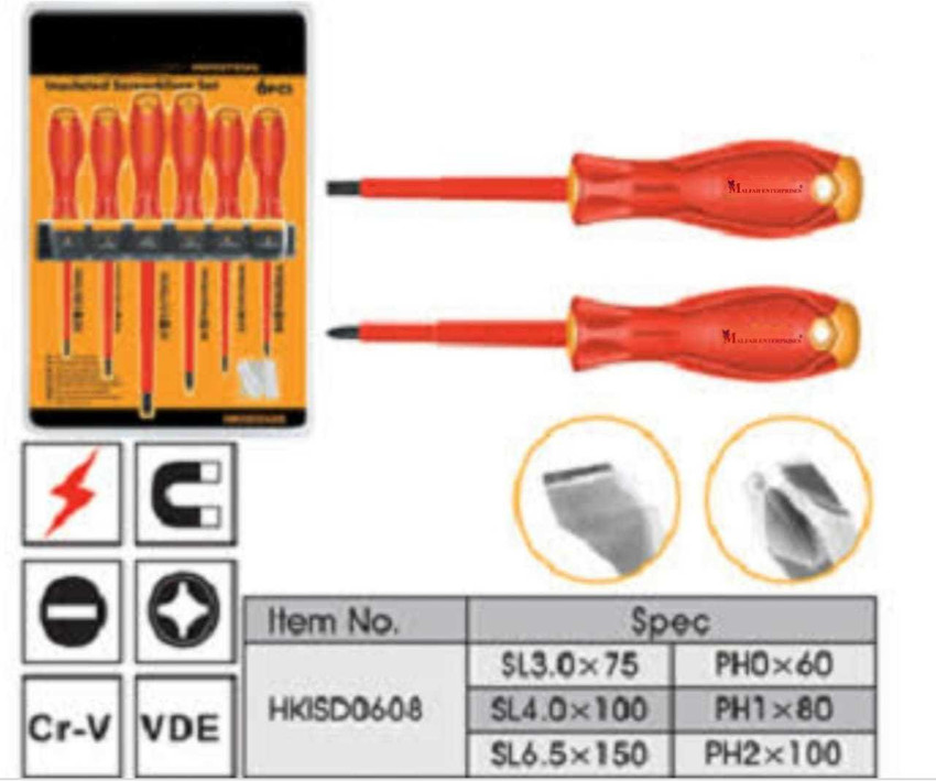 MALFAH ENTERPRISES 6 In 1 Insulated Electrical Screwdriver Set