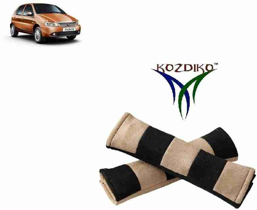 KOZDIKO Seat Belt Cushion Pillow Beige Black 2 pcs For Tata Indica