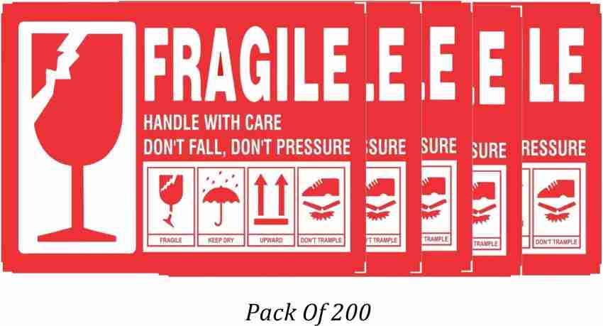 FRAGILE GLASS Labels - Self adhesive handle with care Stickers