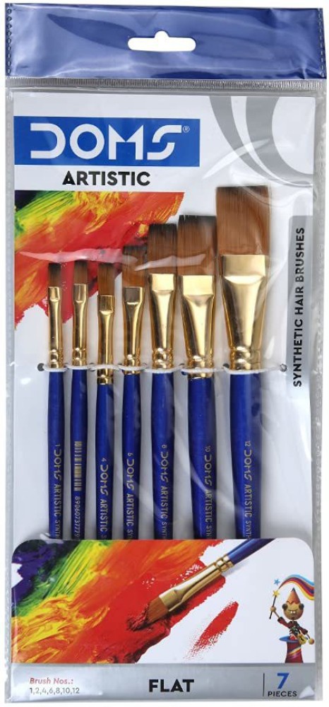 DOMS Synthetic Paint Brush Set (Flat, Pack of 7 x 1 Set) 