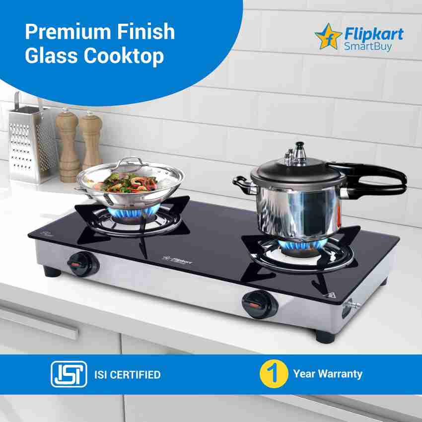 Flipkart SmartBuy Regalia 2 Burners Glass Stainless Steel Manual Gas Stove