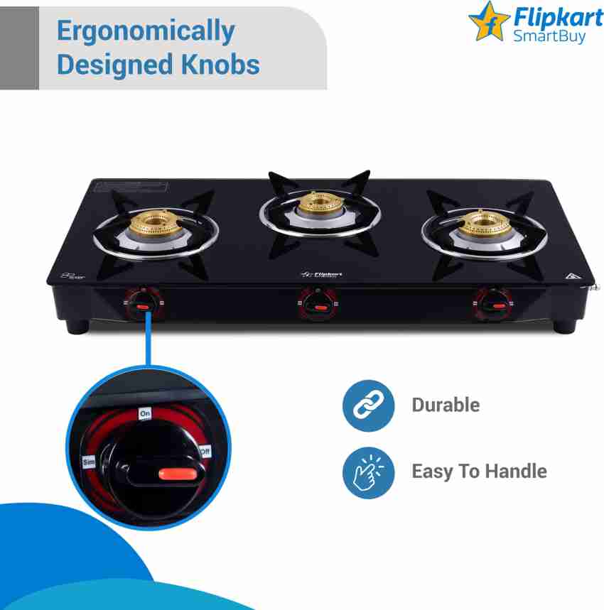 Stainless steel gas stove deals 3 burner flipkart