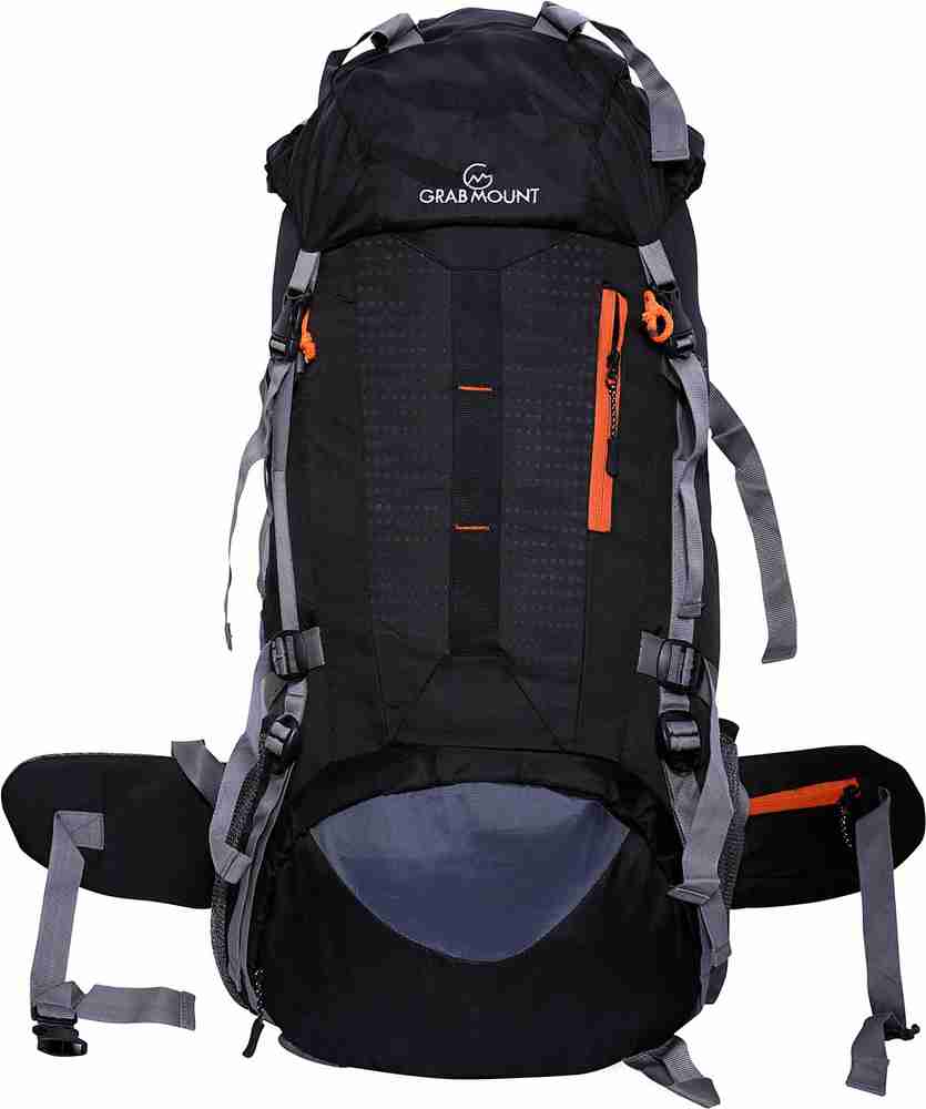 GRABMOUNT Hiking Bag 65 litres Rucksack Travel Backpack for Adventure Camping Trekking Bag with Rain cover Shoes Compartment GREY Rucksack 65 L Black Price in India Flipkart