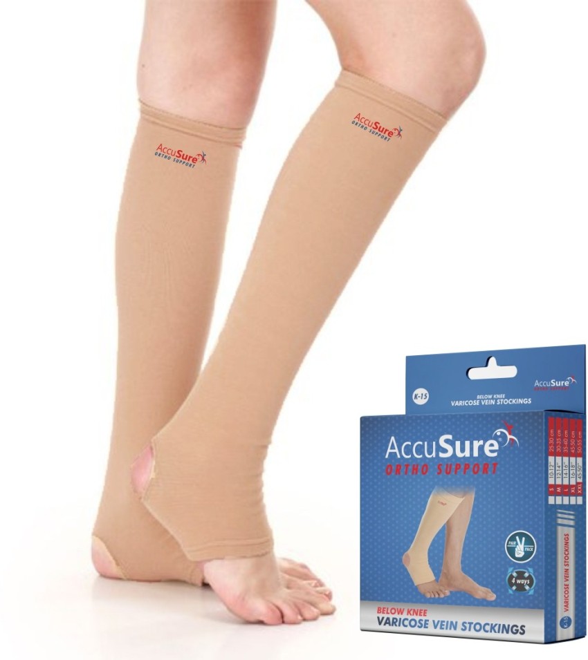 AccuSure VARICOSE VEIN STOCKINGS (BELOW KNEE) Knee Support - Buy AccuSure VARICOSE  VEIN STOCKINGS (BELOW KNEE) Knee Support Online at Best Prices in India -  Fitness