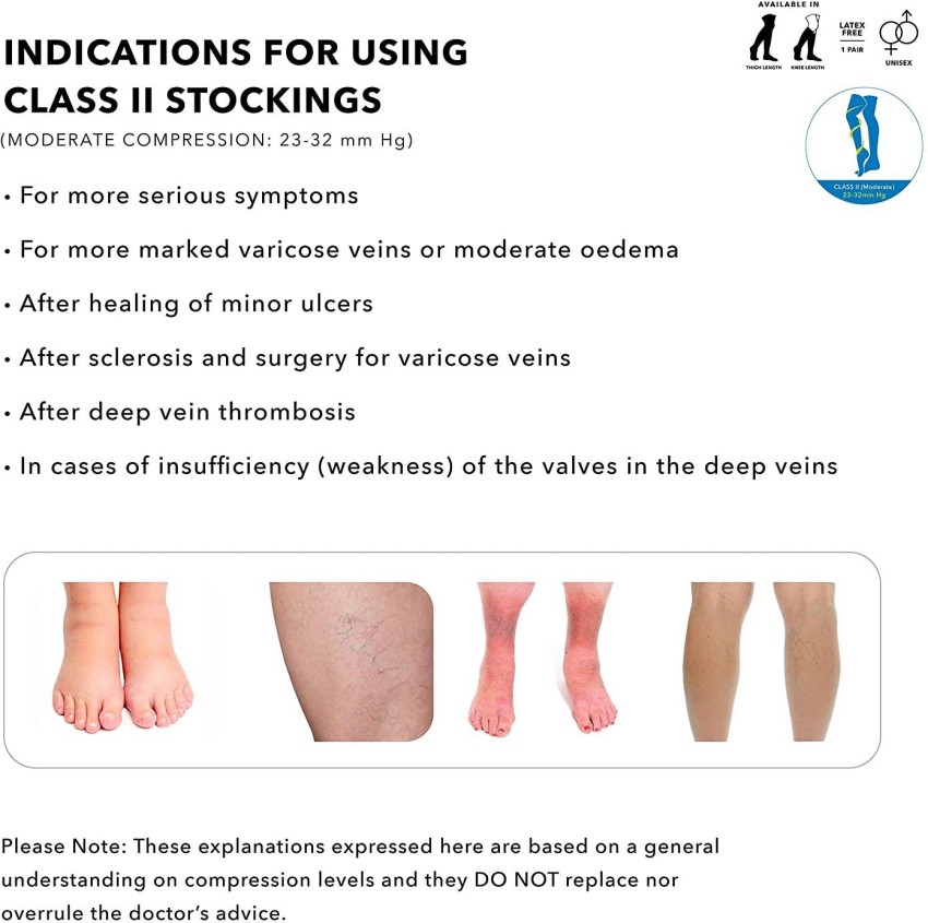 Sorgen Royale (Microfiber) Extra Soft Superior Fabric Medical Compression  Stockings for Varicose Veins Class 2 Knee Length for men and women with  free