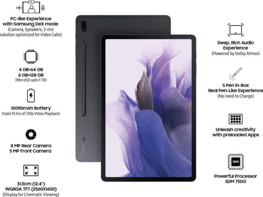 SAMSUNG Galaxy Tab S7 FE With Stylus 4 GB RAM 64 GB ROM 12.4 inches with  Wi-Fi+4G Tablet (Black) Price in India - Buy SAMSUNG Galaxy Tab S7 FE With  Stylus 4 | alle Tablets