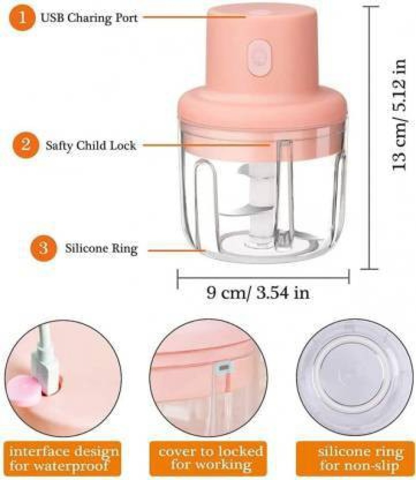 Electric Mini Food Chopper with USB Charging for Spice Meat Vegetable Nuts  Onion Pepper