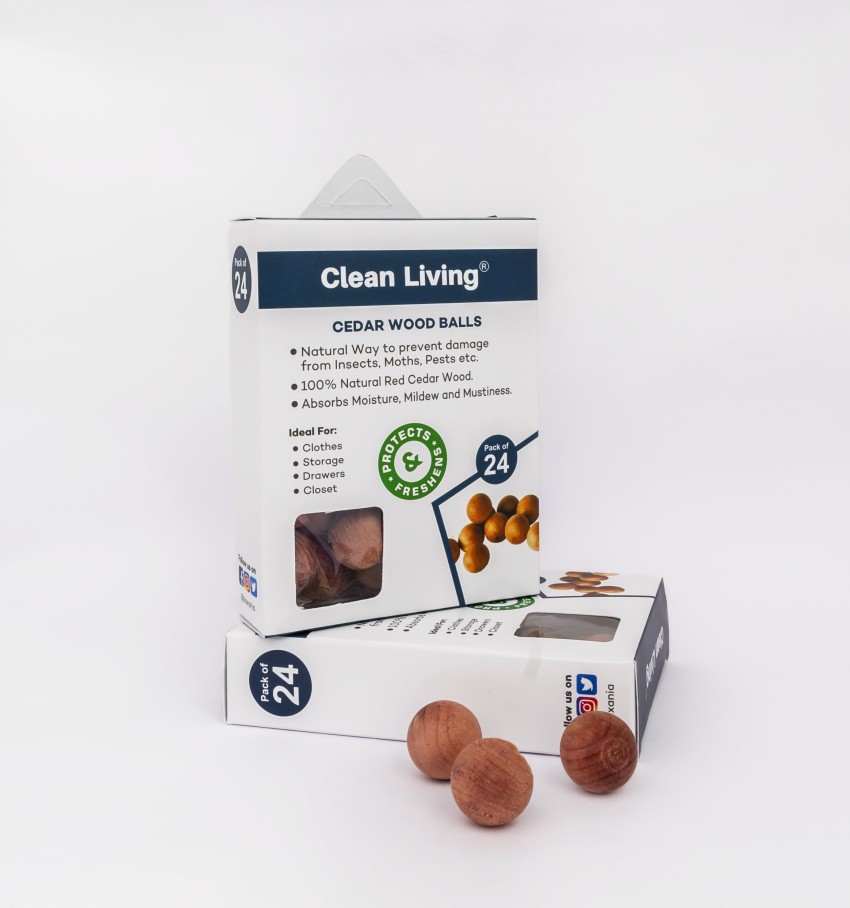 Clean Living™ 12 pcs Moth balls Repellent in Reusable Box | Stain Free I  Pack of 12