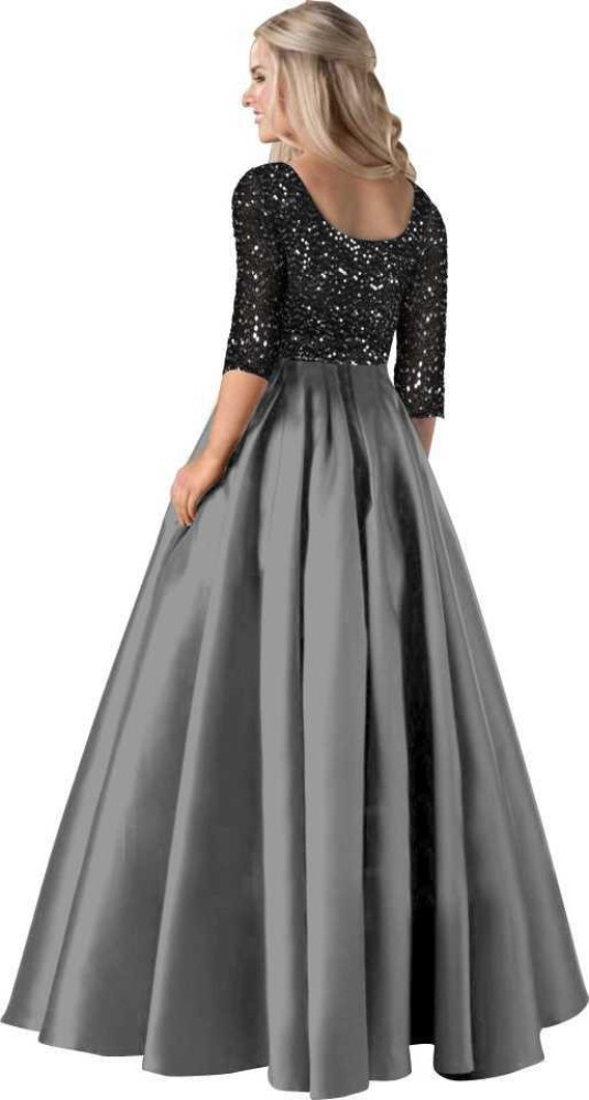 Black and grey combination dress best sale