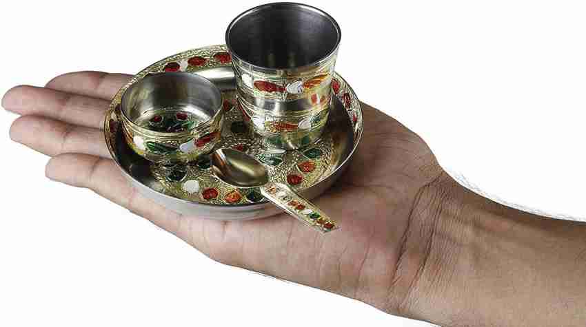 Saanchi SILVER STEEL LADDU GOPAL BHOG THALI Brass Price in India