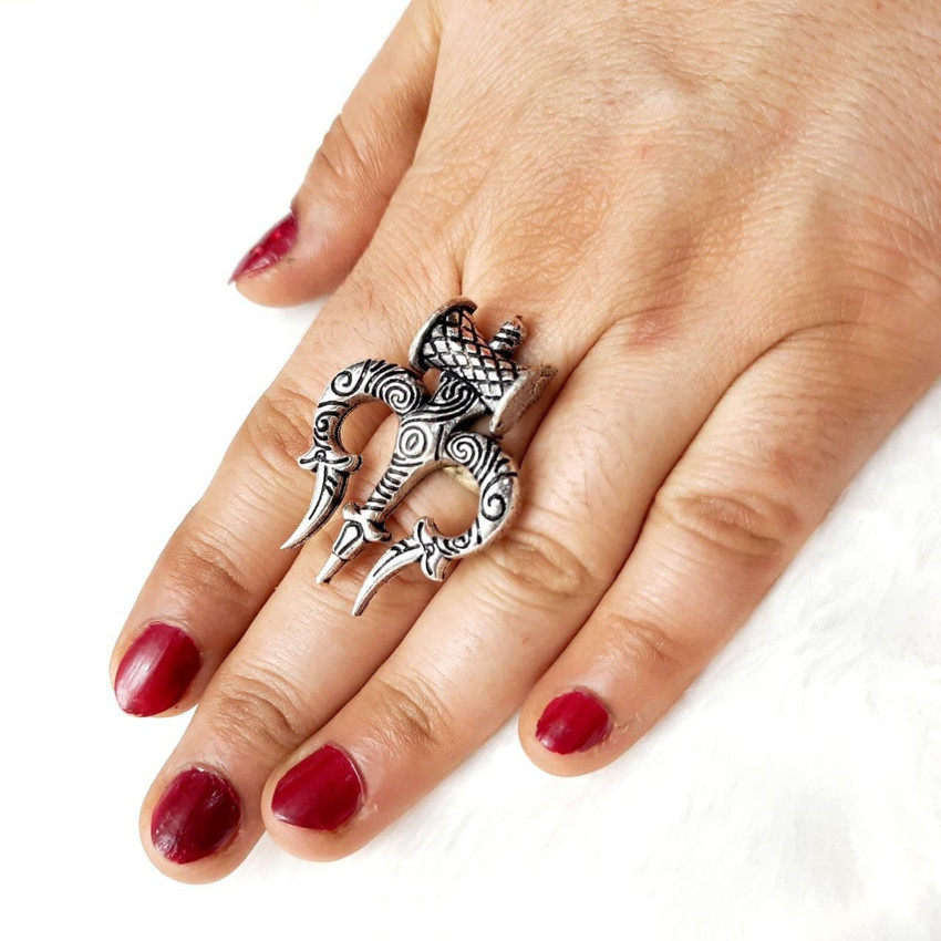 Trishul cheap ring silver