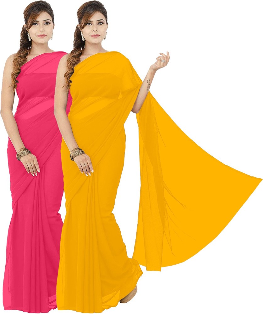 Plain chiffon saree on sale flipkart