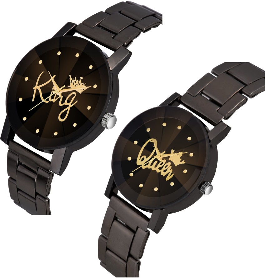 MAAN INTERNATIONAL King Queen Analog Watch For Couple Buy MAAN INTERNATIONAL King Queen Analog Watch For Couple New Designer Metal Strap King Queen Couple Watch For Boys Girls Online at