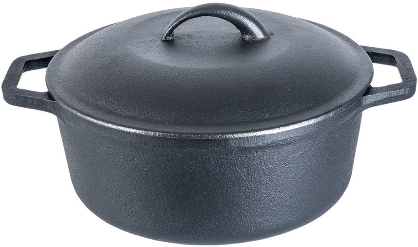 Forza 25 cm Cast-Iron Casserole with Lid | Pre-Seasoned Cookware |  Induction Friendly | 4.7 L | 3.8 mm with Lifetime Exchange Warranty