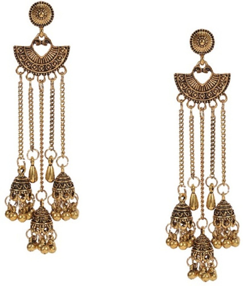 Flipkartcom  Buy Orbis Long and Big Earrings JhumkaGold Beads Alloy  Jhumki Earring Online at Best Prices in India