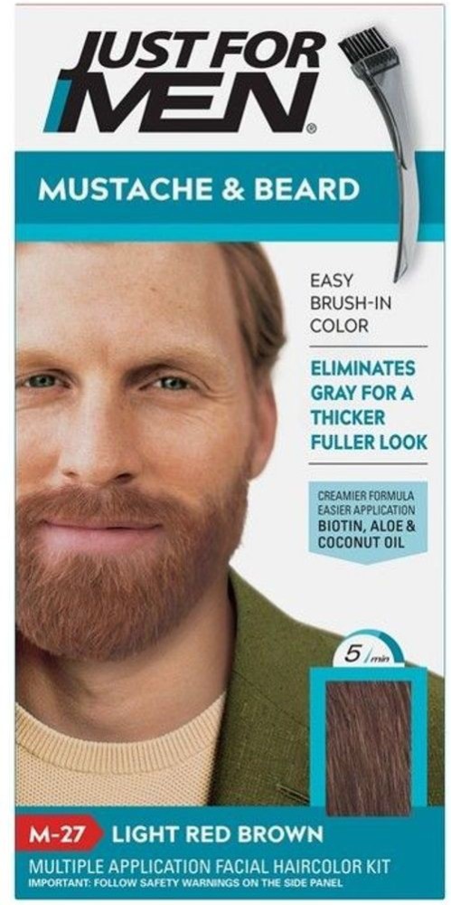 Just For Men Mustache & Beard, Beard Dye for Men with Brush Included for  Easy Application, With Biotin Aloe and Coconut Oil for Healthy Facial Hair  