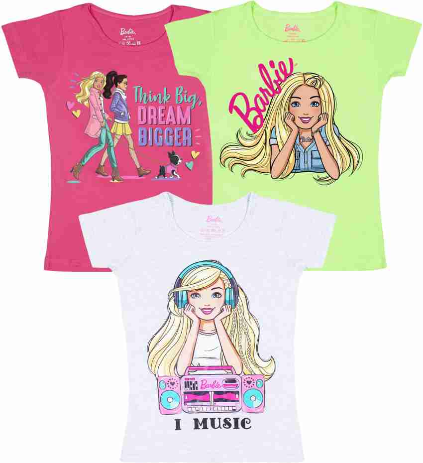 Flipkart BARBIE Girls Printed Pure Cotton T Shirt Round Neck