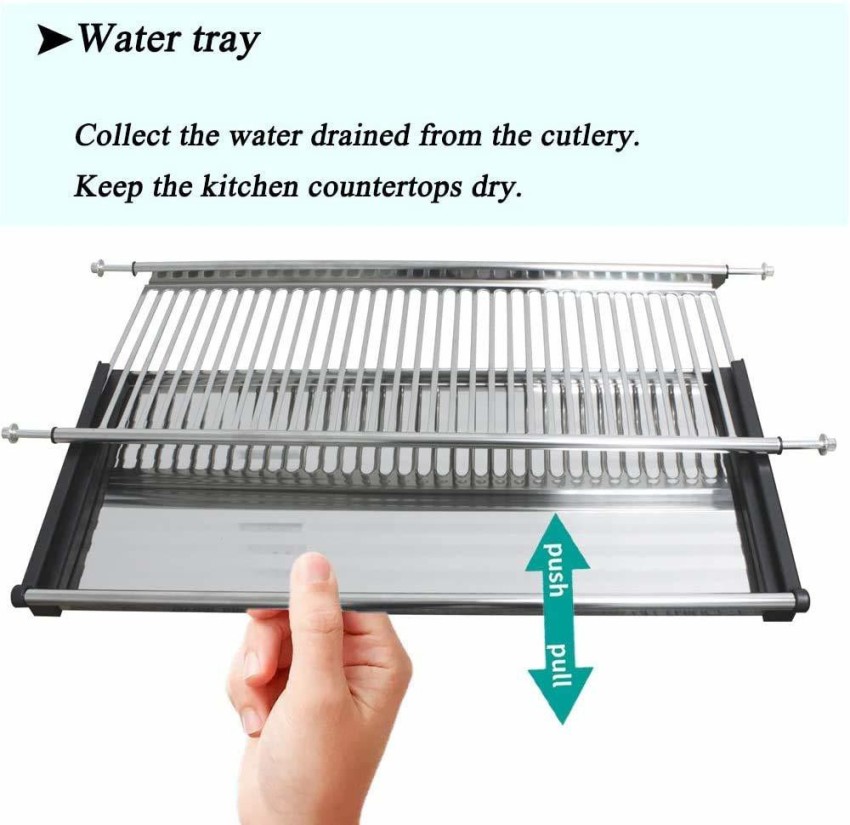 Over the Sink Dish Drying Rack -2 Tier Stainless Steel Large Kitchen Rack  Dish Drainers for Home Kitchen Counter Storage, Shelf with Utensil Holder,  Above Sink Non-Slip Shelves Organizer 