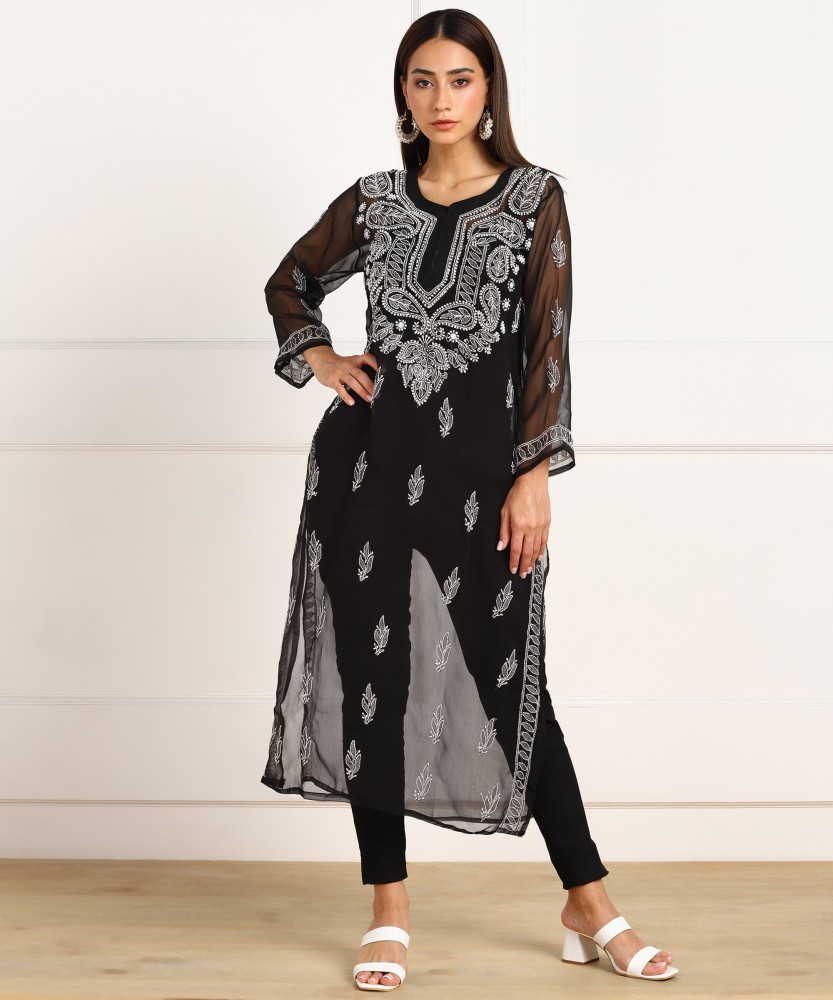 VAHSON Women Chikan Embroidery, Embroidered A-line Kurta - Buy VAHSON Women  Chikan Embroidery, Embroidered A-line Kurta Online at Best Prices in India