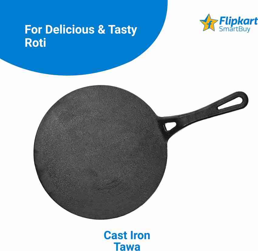  Highkind Pre-Seasoned Cast Iron Roti Tawa with Long Handle, Iron  Tawa for Roti/Chapathi/Paratha/Fulka (10 Inches / 25 cm): Home & Kitchen