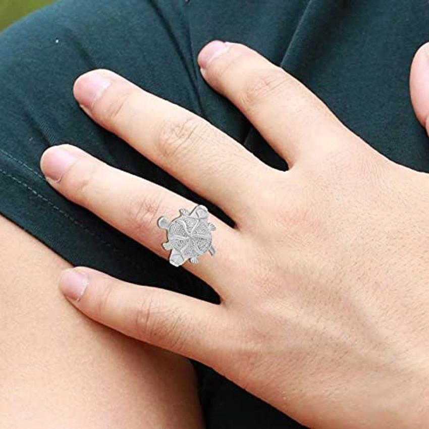 morir Silver Plated Vaastu Fengshui Kachua Tortoise Turtle Shape Good Luck Charm Finger Ring for Men Women Brass Silver Plated Ring Price in India Buy morir Silver Plated Vaastu Fengshui Kachua Tortoi...
