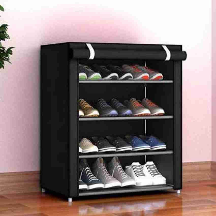 KOnlineShop Shoe Rack 4 Layer Plastic Collapsible Shoe Stand