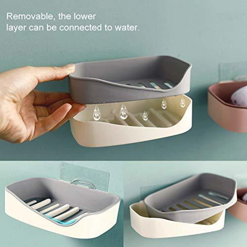 Self-adhesive Soap Holder Soap Dish Box Removable Wall Mounted