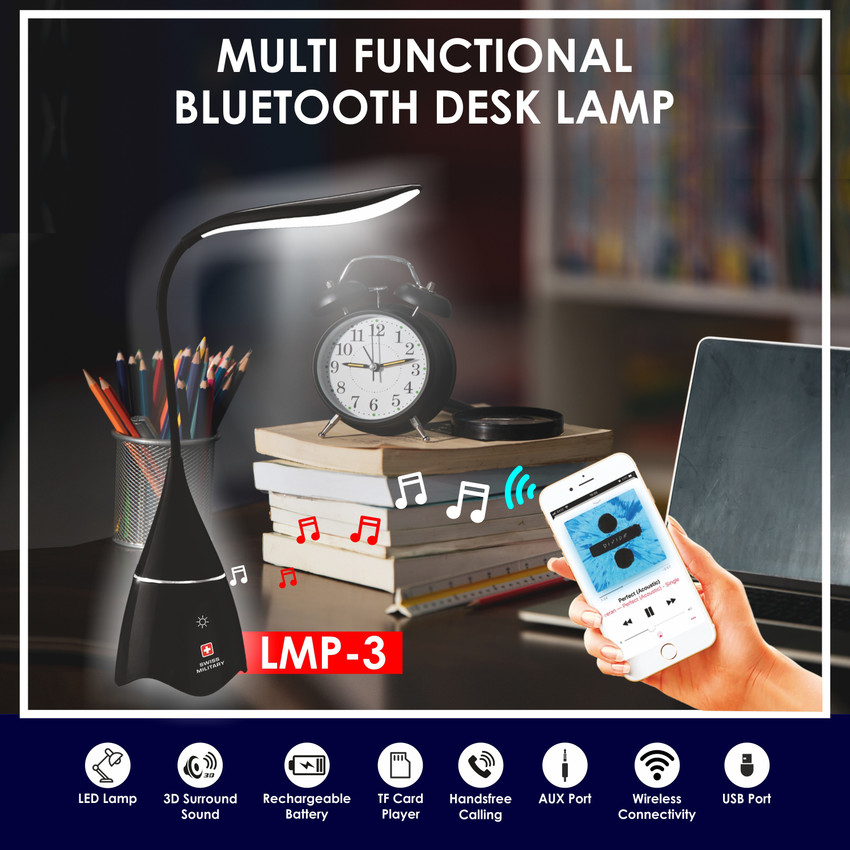SWISS MILITARY MULTI FUNCTIONAL BLUETOOTH DESK LAMP BLACK Study