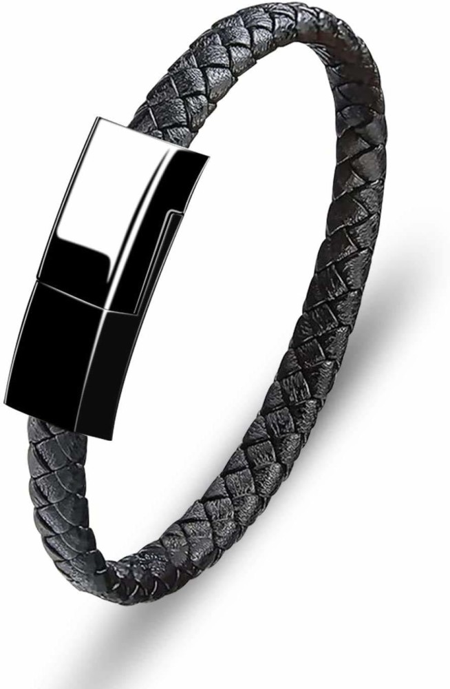 Fast Charging Data Cable TypeC Bracelet Alloy Leather Bracelet Wristband   nivaz Sandhu store