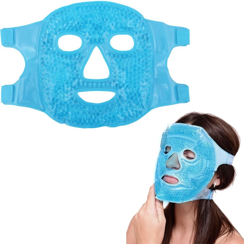 1pc Reusable Cold Gel Face Mask Blue Full Face Mask Ice Gel Eye