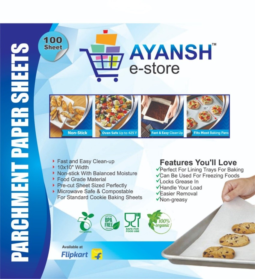 Ayansh E-Store Butter paper,Parchment Paper for cake, food grede paper  Shrinkwrap (100 sheet) Parchment Paper Price in India - Buy Ayansh E-Store Butter  paper,Parchment Paper for cake, food grede paper Shrinkwrap (100