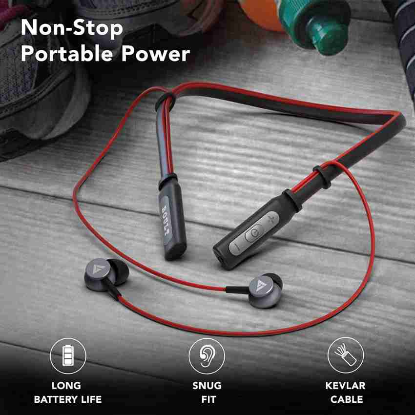 Boult Audio Curve Bluetooth Headset Red Black Grey In the Ear