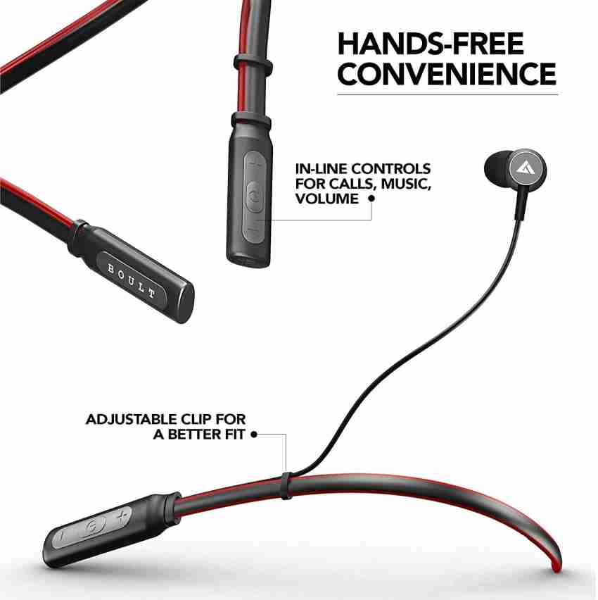 Boult Audio Curve Bluetooth Headset Red Black Grey In the Ear