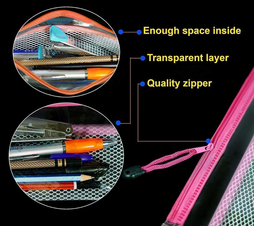 Multicolor Plastic HomeoCulture big zip transparent pouch multipurpose pen  pencil at Rs 110/piece in Delhi